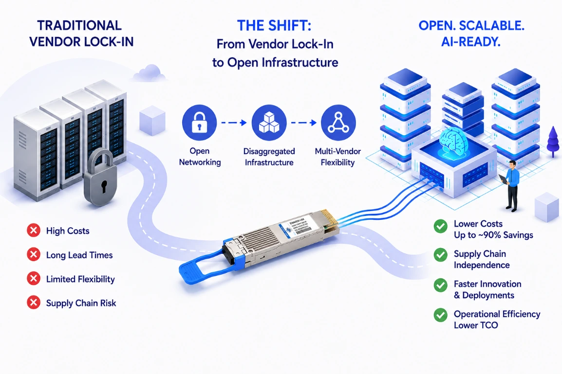 Smart data centers and AI networks switching to third-party optics