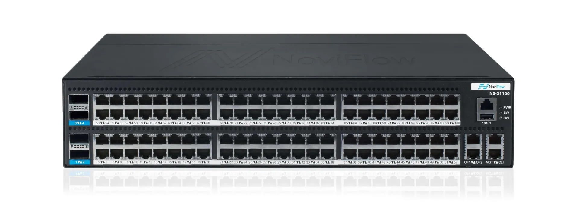 NoviSwitch 21100 (4x40GE & 96x10/100/1000BASE-T) AC, F2B airflow Ext. TCAM Noviware license included