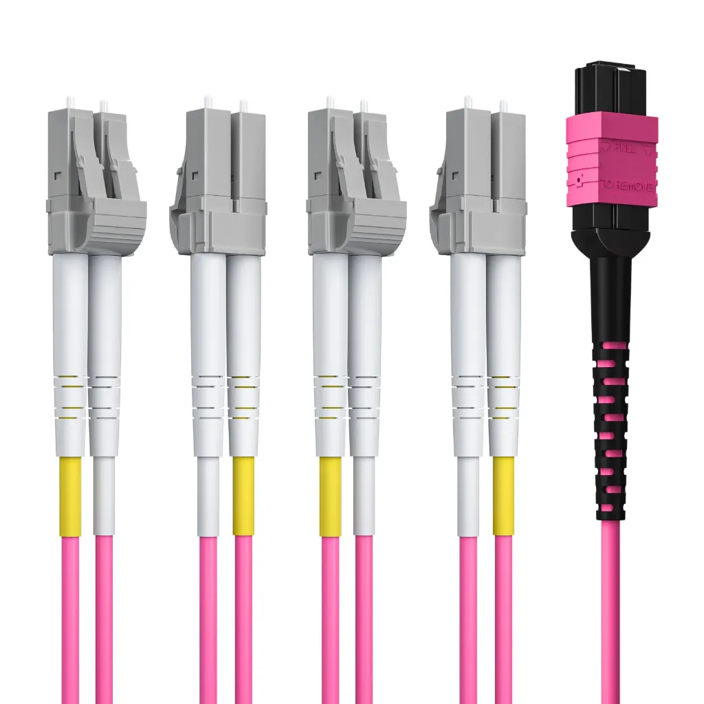 [EN-MTP4LC03OM4] Breakout Cable MTP Female to 4 DLC/UPC 8F, MMF, Type B, 3m