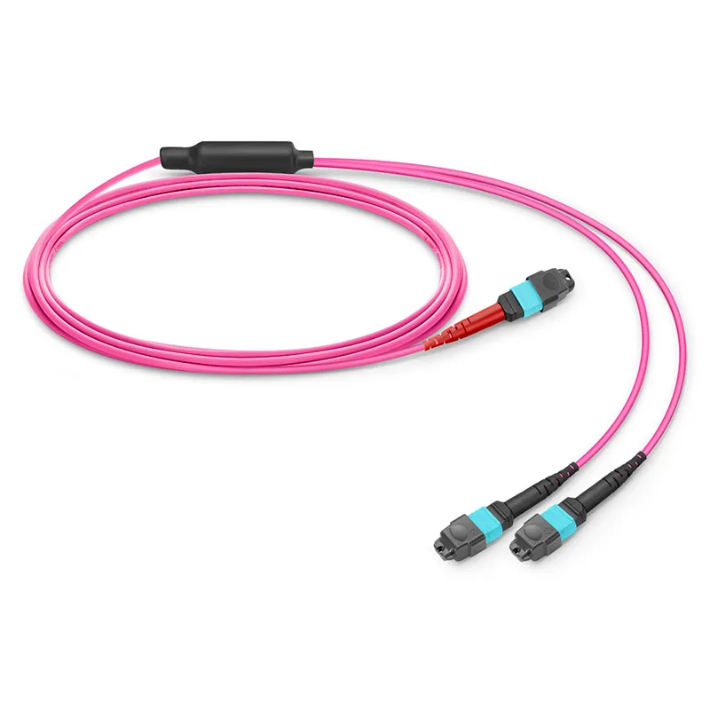 [EN-YMTP8F-OM4-3M] 1x MTP 8F Female to 2x MTP 4 fibers Female, OM4,Polarity B, Breakout length,0.5m. 3m.